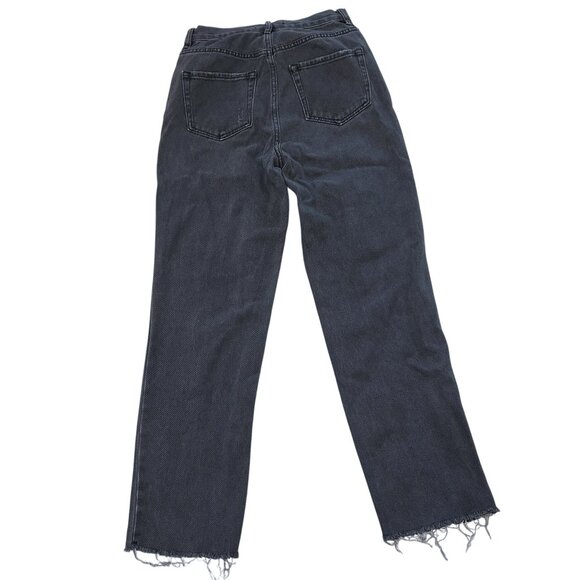 PACSUN Black Denim High Rise Straight Leg‎ Jeans Button Fly Frayed Distressed 25 - Picture 3 of 15
